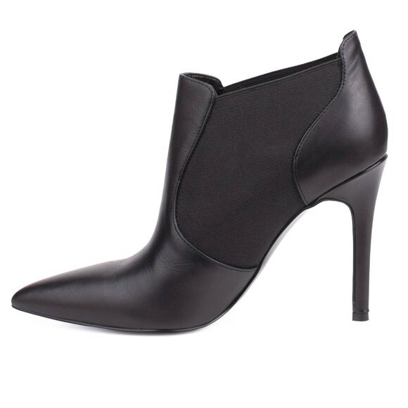 NWOT Nine West Black Leather Stiletto Pointed Toe Booties | Size 8M - Picture 4 of 14